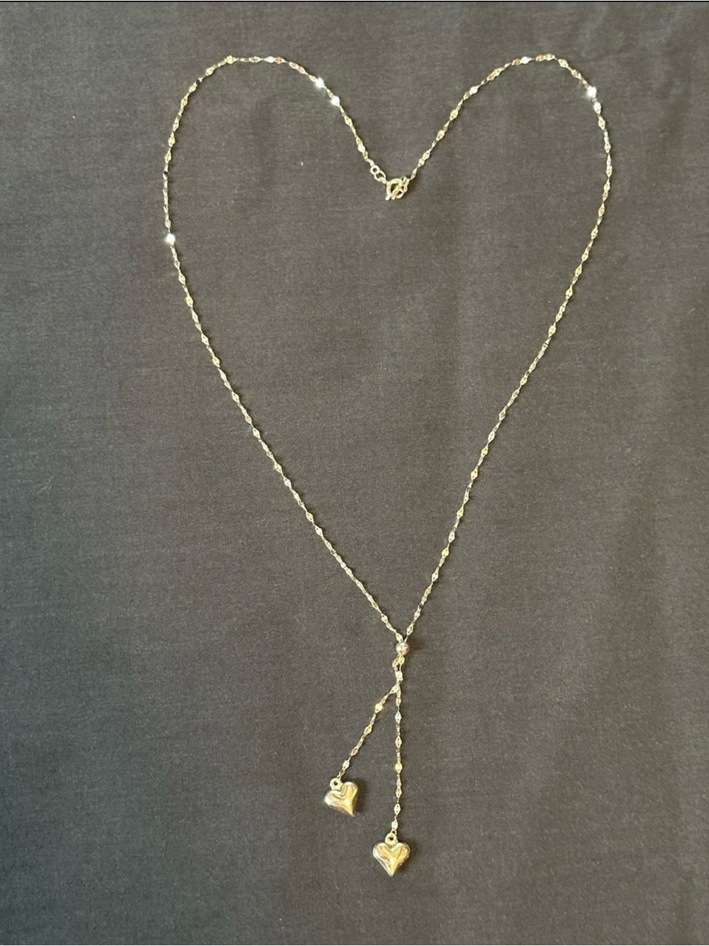 Gold Heart Drop Lariat Necklace - Women Jewelry